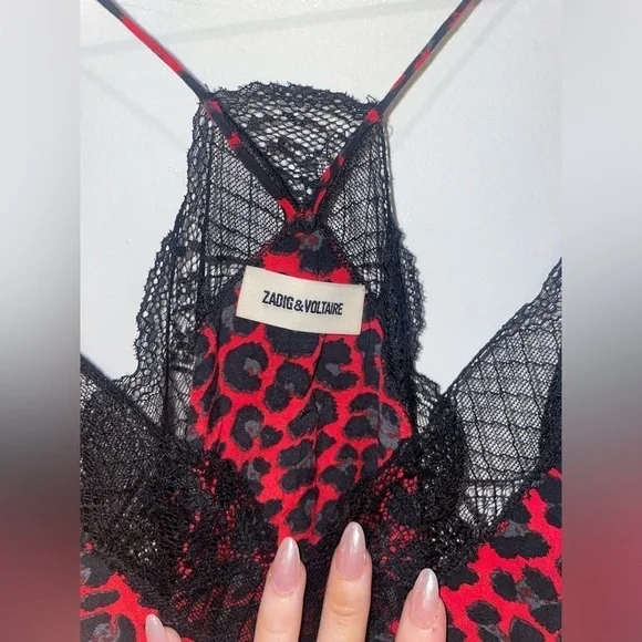 New! Zadig & Voltaire Christy SILK Top in the Red Leopard Print  ❤️ Small - Picture 12 of 16